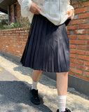 Lesha Pleated Midi Wide Skirt