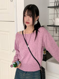 Sar basic boat neck cozy crop long sleeve knit