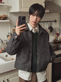 Log Mohair Wool Crop Jacket