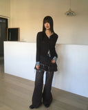 Kens check color matching slab cardigan