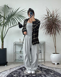 Dehes Hooded String Checkered Shirt