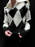 Argyle big collar Knit