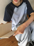 [BAONHAUS] Hirun Dot Color Matching Raglan Short Sleeve Tee