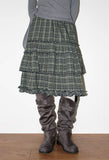 CHECK TIERED FRILL SKIRT