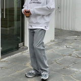 Grayish Blue Wide Denim Pants
