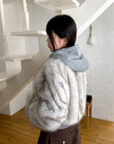 Dihi two-tone fur quilted hooded zip-up jumper