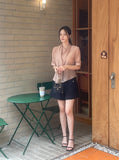 Tiamo Linen High Waist Double Button Shorts