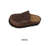 Stitched Leather Penny Loafer Mules
