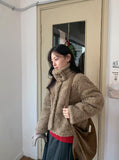 Rital Wool High Neck Fur Jacket