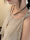 Tosan Beaded Metal Vintage Gemstone Necklace