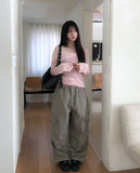 Poria Diagonal Mix Boat Neck Knit