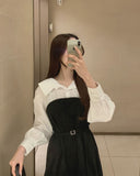 Belt Strap Balloon Shirt Layered Bustier Long One Piece