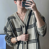 Check Oversized Fit Cardigan