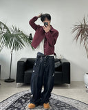 Ruped cropped washed jacket