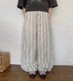 Kvus Linen Stripe Banding Wide Pants