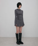 Hooded High Neck Long Dress