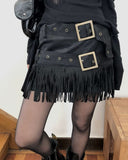 [Belt set] Leah Suede Two-Belt Tassel Mini Skirt