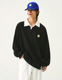 Flower Dot Embroidery Collar Sweatshirt