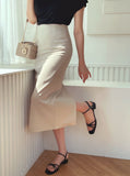 Laend Cool Basic Back Slit H-Line Skirt