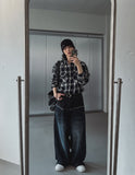Kio two-tone layered denim pants