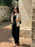 Poiyu Linen Double Button Three Quarter Length Jacket