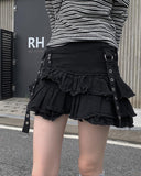 Reno Tiered Pleated Punching Mini Skirt