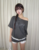 Star fairy boat-neck cut short sleeves