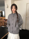 Mayo Pocket Loose Fit High Neck Knit Cardigan