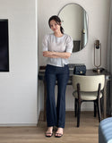 Marisa Short Sleeve Puff Unbalanced Wrap Blouse