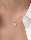 Essence Silver (W) Lab Diamond Double Room Pave Necklace S