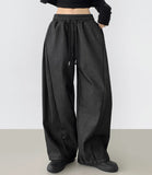 Balloon Two-Way Raw Side Folding Pin Tuck Banding Mega Denim Pants