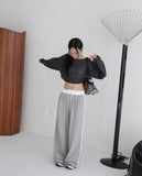 Hoop One-Shoulder Strap Cropped Mesh Knit