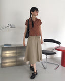 Seren Vintage Pintuck Slit Puff Sleeve Short-Sleeved Shirt
