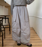 Key Dance Nylon Parachute Banding Cargo Wide Pants