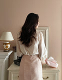 Eloni satin tie blouse