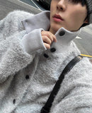 Mohair High-Neck Cardigan