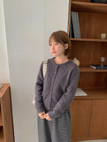 Gelte Wool Round Knit Cardigan