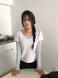 Poring V-neck short-sleeved knit