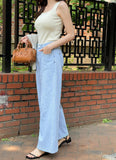 Antho summer cotton wide banding denim pants