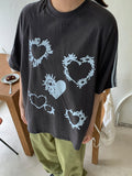 [unisex] Byuki Track Heart Printing Short Sleeve Tee