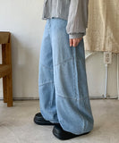 Ryusen Light Blue Cut Wide Denim Pants