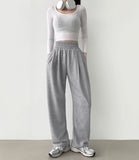 Two-Pintuck Two-Way Banding Jogger Wide Pants