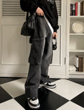 Wide cargo denim pants