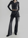 Leel Velvet Shirring Skirt Pants