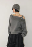 (Lining brushed) STRAP OFF-SHOULDER SWEAT