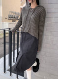 [MADE] Foundy Wool Ribbon Strap Collar Ribbed Long Sleeve Knit