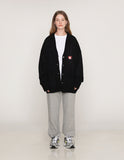 Bear Red Heart Embroidery Knit Cardigan