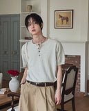 Icy Henley Neck Short Sleeve Knit