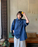 [unisex] Billud Denim Over Short Sleeve Shirt