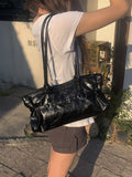 Fes Eyelet Buckle Leather Shoulder Bag